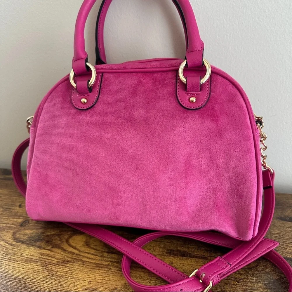 NWT Juicy Couture Queen Couture Bowler Satchel Bag Crossbody Raspberry‎ Tarte